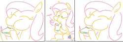 Size: 1450x494 | Tagged: safe, artist:weaver, edit, fluttershy, g4, comic, eating, meat, ponies eating meat, sandwich, simple background, white background