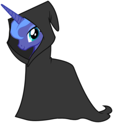 Size: 743x810 | Tagged: safe, princess luna, pony, g4, official, castle creator, cloak, clothes, female, hilarious in hindsight, hood, s1 luna, simple background, solo, svg, transparent background, vector