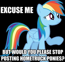Size: 612x583 | Tagged: safe, rainbow dash, g4, homestuck, image macro, meta, op needs to learn how to use filters