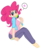 Size: 442x522 | Tagged: safe, artist:elslowmo, artist:jessy, pinkie pie, human, g4, clothes, colored, female, food, heart, humanized, lollipop, missing shoes, socks, solo, striped socks