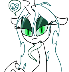 Size: 578x598 | Tagged: source needed, safe, artist:weaver, queen chrysalis, changeling, changeling queen, g4, bedroom eyes, cute, cutealis, female, heart, simple background, solo, tongue out, white background
