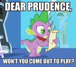 Size: 436x386 | Tagged: safe, edit, edited screencap, screencap, spike, dragon, friendship is magic, g4, caption, dialogue, image macro, letter, male, meme, quill, reference, scroll, song reference, spike's love letters, text, the beatles, tongue out, twilight's canterlot home, window