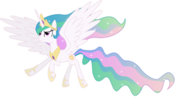 Size: 9130x5010 | Tagged: safe, artist:90sigma, princess celestia, alicorn, pony, g4, absurd resolution, female, flying, mare, simple background, solo, transparent background, vector