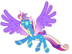 Size: 6000x4500 | Tagged: safe, artist:90sigma, princess cadance, alicorn, pony, g4, absurd resolution, colored wings, female, flying, goggles, gradient wings, mare, simple background, spread wings, transparent background, vector, wings, wonderbolts, wonderbolts uniform