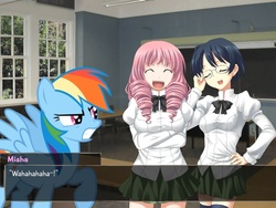 Size: 800x600 | Tagged: safe, rainbow dash, g4, crossover, glasses, katawa shoujo, misha, shizune hakamichi, visual novel, wahaha