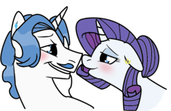 Size: 900x583 | Tagged: safe, artist:beautyberri, fancypants, rarity, pony, unicorn, g4, blushing, duo, female, imminent kissing, male, mare, ship:raripants, shipping, simple background, stallion, straight, transparent background