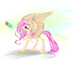 Size: 3000x2500 | Tagged: safe, artist:edahi, fluttershy, butterfly, g4, blushing, high res