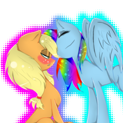 Size: 900x900 | Tagged: safe, artist:neotix, applejack, rainbow dash, earth pony, pegasus, pony, g4, bedroom eyes, blushing, female, imminent kissing, lesbian, ship:appledash, shipping, simple background, transparent background