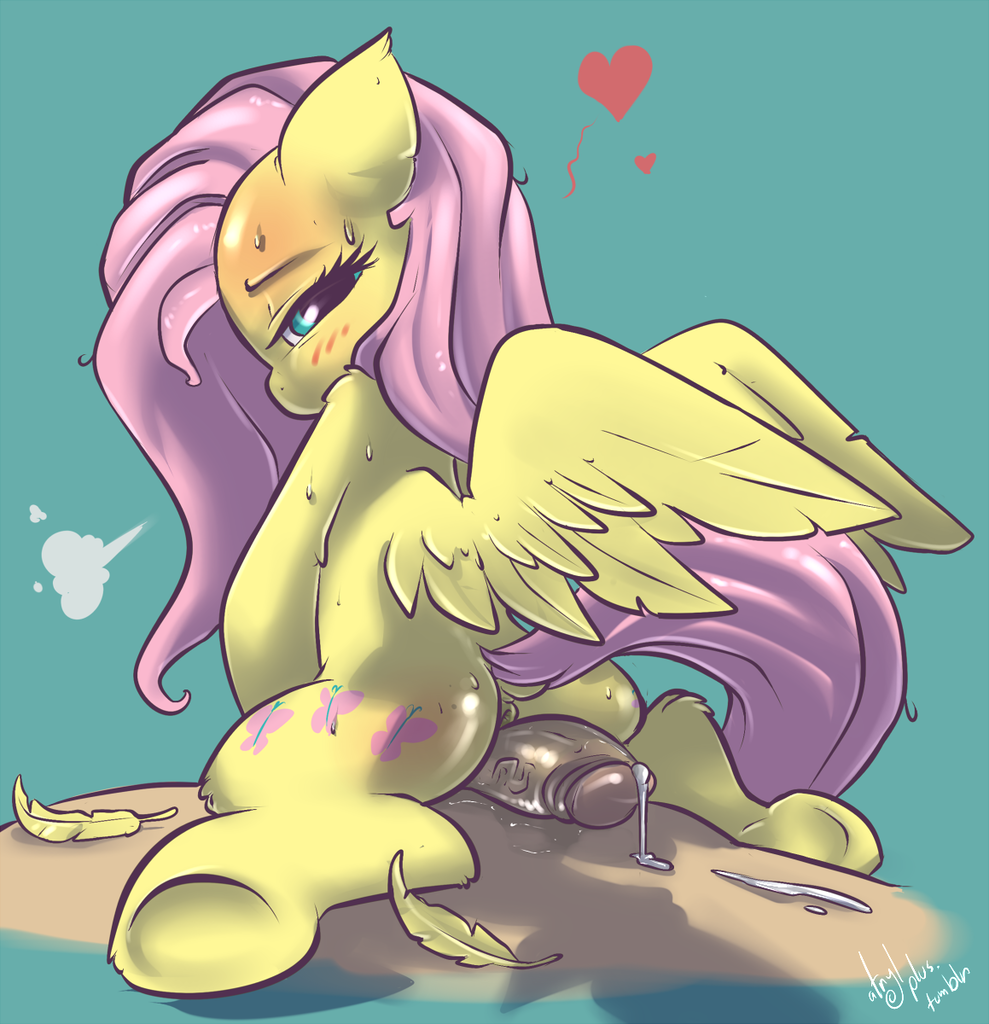 fluttershy, <b>human</b>, <b>pony</b>, g4, blushing, cum, female, foreskin, hooves, hot d...