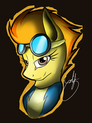 Size: 1200x1600 | Tagged: safe, artist:kyroking, spitfire, g4, goggles, smiling