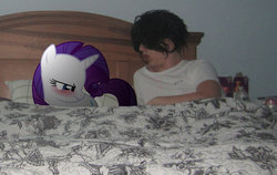Size: 1600x1011 | Tagged: safe, artist:metalgriffen69, rarity, human, g4, bed, emo, irl, photo, ponies in real life