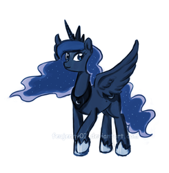 Size: 600x611 | Tagged: safe, artist:feujenny07, princess luna, pony, g4, female, simple background, smiling, solo