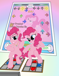 Size: 618x800 | Tagged: safe, artist:capnchryssalid, pinkie pie, g4, bubble berry, dance dance revolution, female, male, rhythm game, rule 63, self ponidox, selfcest, ship:bubblepie, shipping, stepmania, straight, trotmania