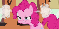 Size: 639x316 | Tagged: safe, screencap, pinkie pie, g4, mmmystery on the friendship express, angry, animated, cropped, female, steam