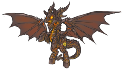 Size: 980x550 | Tagged: artist needed, source needed, safe, dracony, hybrid, deathwing, horns, open mouth, ponified, rearing, simple background, solo, spread wings, transparent background, warcraft, wings, world of warcraft