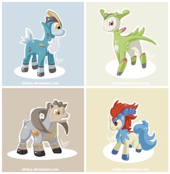 Size: 878x900 | Tagged: safe, artist:shidus, cobalion, keldeo, terrakion, virizion, pokémon, ponified