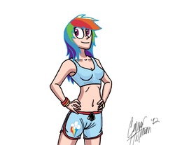 Size: 959x795 | Tagged: safe, artist:ceehoff, rainbow dash, human, g4, humanized, simple background, solo, white background