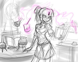 Size: 1500x1200 | Tagged: safe, artist:ereb-tauramandil, twilight sparkle, human, g4, glasses, humanized, laboratory, science, sketch