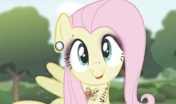 Size: 646x382 | Tagged: safe, fluttershy, g4, piercing, punk, tattoo