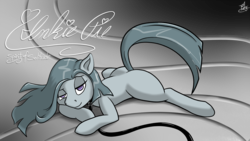 Size: 1920x1080 | Tagged: safe, artist:tlatophat, marble pie, g4, collar, leash, solo, wallpaper