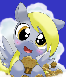 Size: 1080x1260 | Tagged: safe, artist:hoyeechun, derpy hooves, pegasus, pony, g4, blushing, female, mare, muffin