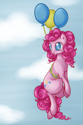 Size: 1200x1800 | Tagged: safe, artist:lohtukettu, pinkie pie, g4, balloon, then watch her balloons lift her up to the sky