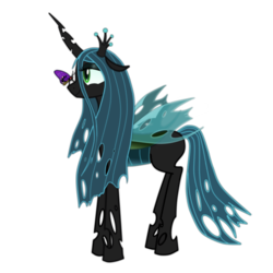 Size: 3200x3200 | Tagged: safe, artist:spacehunt, queen chrysalis, butterfly, changeling, changeling queen, g4, crown, female, high res, jewelry, regalia, simple background, transparent background