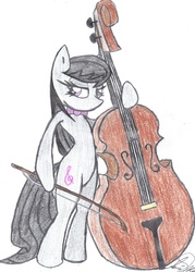 Size: 1163x1628 | Tagged: safe, artist:thesoluslupus, octavia melody, earth pony, semi-anthro, g4, cello, female, musical instrument, solo, traditional art