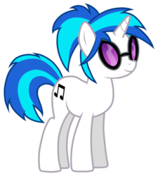 Size: 4507x5000 | Tagged: safe, artist:jennieoo, dj pon-3, vinyl scratch, pony, unicorn, g4, absurd resolution, alternate hairstyle, cutie mark, female, high ponytail, hooves, horn, mare, ponytail, short ponytail, show accurate, simple background, smiling, solo, sunglasses, transparent background, vector