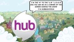 Size: 680x383 | Tagged: safe, g4, hub logo, hubble, hubblelicious, ponyville, song, the hub, twilightlicious