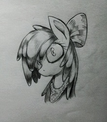 Size: 913x1039 | Tagged: safe, artist:discommunicator, apple bloom, earth pony, pony, g4, female, filly, foal, neckerchief, sketch, solo, traditional art