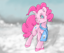 Size: 686x568 | Tagged: safe, artist:colorlesscupcake, pinkie pie, rainbow dash, earth pony, pony, g4, clothes, female, scarf, solo