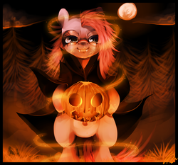 Size: 1286x1200 | Tagged: safe, artist:imalou, pinkie pie, g4, costume, halloween, holiday, jack-o-lantern, pinkamena diane pie, pumpkin, solo