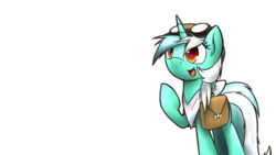 Size: 1024x576 | Tagged: safe, artist:dshou, lyra heartstrings, pony, g4, female, goggles, neckerchief, saddle bag, simple background, solo, transparent background