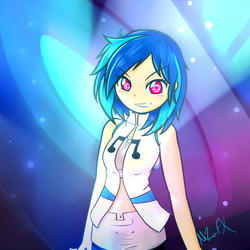 Size: 1000x1000 | Tagged: safe, artist:mrafx, dj pon-3, vinyl scratch, human, g4, clothes, female, humanized, solo