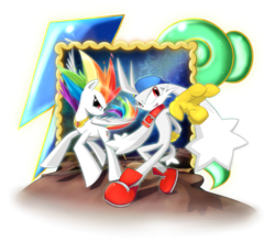 Size: 2640x2324 | Tagged: safe, artist:zymonasyh, rainbow dash, g4, badass, commission, crossover, description in comments, element of loyalty, elements of harmony, high res, klonoa, male, simple background, sonic the hedgehog, sonic the hedgehog (series), super klonoa, super rainbow dash, transparent background