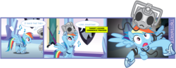 Size: 3569x1383 | Tagged: safe, artist:trotsworth, rainbow dash, cyberman, g4, my little pony: friendship is magic, season 3, assimilation, bad end, comic, doctor who, jousting