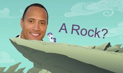 Size: 691x408 | Tagged: safe, edit, edited screencap, screencap, rarity, g4, the cutie mark chronicles, dwayne johnson, filly, filly rarity, pun, the rock