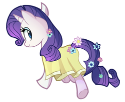 Size: 1058x867 | Tagged: safe, artist:ric-m, rarity, pony, unicorn, g4, clothes, cute, dress, female, flower, flower in tail, looking back, mare, raribetes, simple background, solo, white background