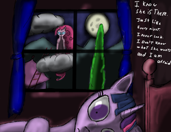 Size: 3300x2550 | Tagged: safe, artist:obscuredragom, pinkie pie, twilight sparkle, g4, creepy, duo, high res