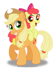 Size: 900x1209 | Tagged: safe, artist:aleximusprime, apple bloom, applejack, g4, simple background, sisters, transparent background