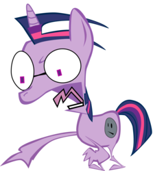 Size: 900x1010 | Tagged: dead source, safe, artist:pipersack, twilight sparkle, oc, oc only, oc:diblight sporkle, human, hybrid, pony, unicorn, g4, crossover, crossover fusion, dib membrane, fusion, fusion:dib membrane, fusion:diblight, fusion:twilight sparkle, hybrid fusion, invader zim