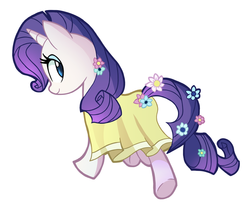 Size: 1058x867 | Tagged: safe, artist:ric-m, rarity, pony, g4, clothes, dress, female, flower, flower in tail, old version, solo