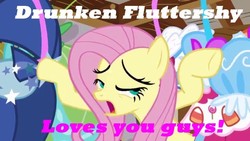 Size: 640x360 | Tagged: safe, fluttershy, pegasus, pony, g4, drunk, drunkershy, female, mare, solo