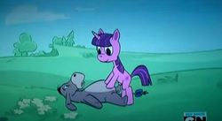 Size: 413x226 | Tagged: safe, twilight sparkle, g4, adjustment burro, cameo, cartoon network, eeyore, mad (tv series), mad magazine, male, out of context, pony reference, winnie the pooh