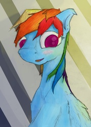 Size: 2033x2837 | Tagged: safe, artist:sharpieboss, rainbow dash, pony, g4, blushing, female, high res, solo, stripes