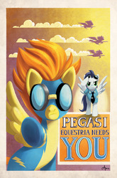 Size: 1000x1516 | Tagged: safe, artist:amy mebberson, idw, official comic, soarin', spitfire, pony, g4, official, comic book, cover, idw advertisement, recruitment poster, wonderbolts