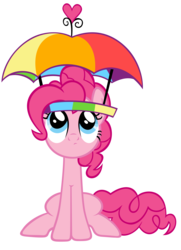 Size: 3000x4140 | Tagged: safe, artist:are-you-jealous, pinkie pie, earth pony, pony, feeling pinkie keen, g4, female, hat, looking up, rainbow hat, simple background, solo, transparent background, umbrella hat, vector