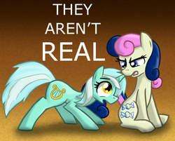 Size: 717x576 | Tagged: safe, artist:paper-pony, bon bon, lyra heartstrings, sweetie drops, earth pony, pony, unicorn, g4, bon bon is not amused, cutie mark, duo, female, mare, unamused