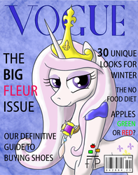 Size: 683x867 | Tagged: safe, artist:paper-pony, fleur-de-lis, pony, g4, female, magazine, parody, smiling, solo, vogue